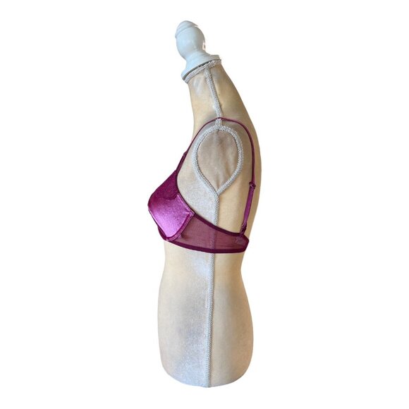 Victoria’s Secret Sexy Tee Unlined Demi Bra Velvet Lace Trim Size 32D - Picture 2 of 5